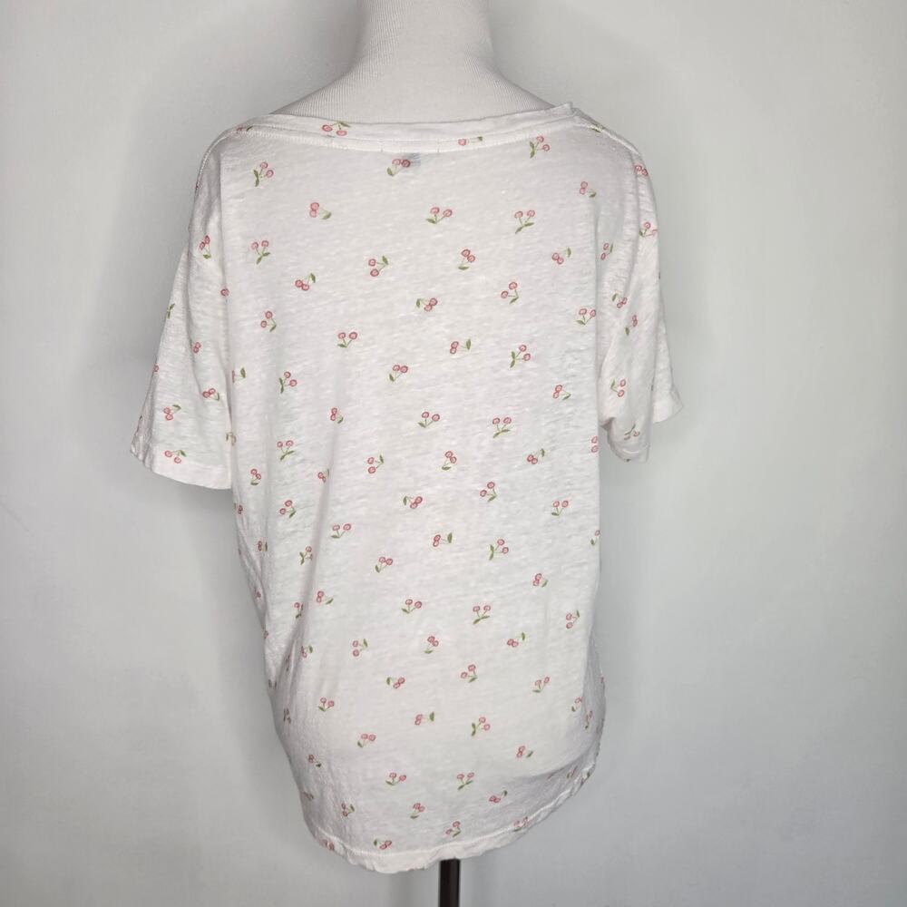 Rails Women Cherry Print Linen Tee Cara Lightweight Summer Fruit Novelty Large - Picture 4 of 13